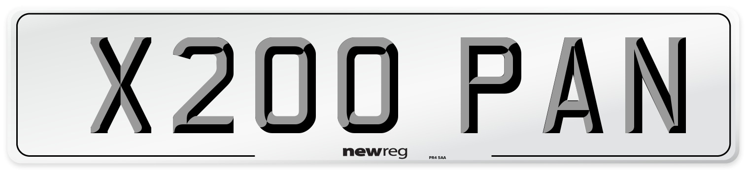 X200 PAN Number Plate from New Reg